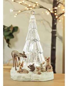 Glitter Water Tree w/Animals Lit Decor