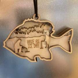 Icy Bluegill Wood Ornament