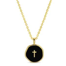 Black Tiny Cross Necklace