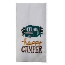 Happy Camper Embroidered Dish Towel