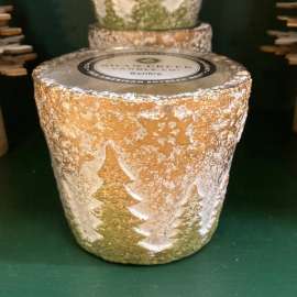 Bonfire Round Candle w/Gilded Trees