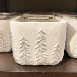 Fresh Cut Christmas Tree Square Candle w/Silver Trees