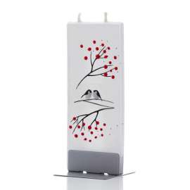 Winter Birds On White Flatyz Candle