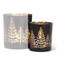 Sm Black/Gold Tree Tealight Candle Holder