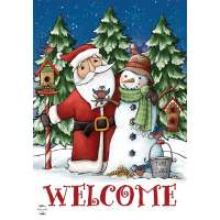 Santa And Snowman Garden Flag