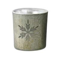 Silver Snowflake Glass Votive Holder