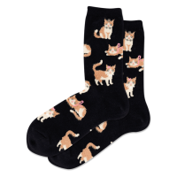 Women's Fuzzy Cat Socks - Black