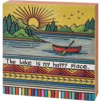 The Lake Is My Happy Place Block Sign