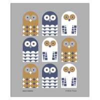 Owl Family-Gold Swedish Dish Cloth