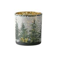 Glass Winter Scene Votive Holder