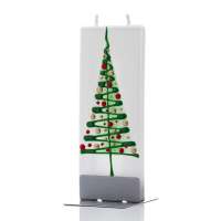 Green Christmas Tree & Red Ornaments Flatyz Candle