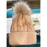 Peach Child's Beanie Hat w/Pom