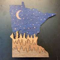 Trees & Moon Wooden Minnesota Magnet