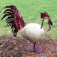 Red Rooster Stone Garden Decor