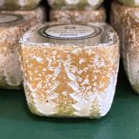 Warm Cinnamon Buns Square Candle w/Gilded Trees