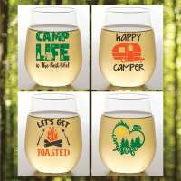 Camping Set of 4 Stemless Wine Glasses